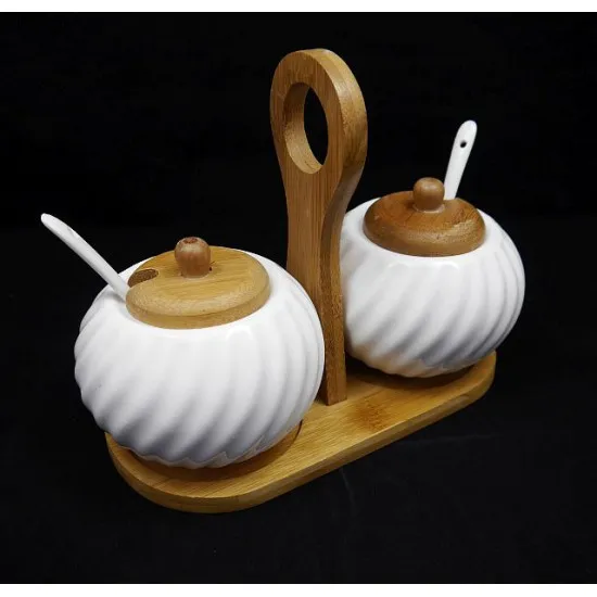 Asztali fűszertartó szett Milano porcelán kanállal