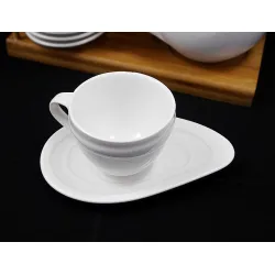 Porcelán kávéskészlet bambuszállvánnyal 6+6+1 kávékiöntővel 