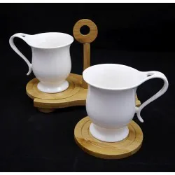Porcelán tea szett bambusz tartóval Charming