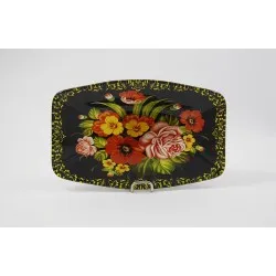 Festett fekete üvegkínáló 18 cm Virágözön