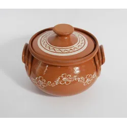 Mázas kerámia főzőedény fedővel 1,5 liter 