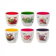 Virágmintás kerámia kaspó 12*11 cm