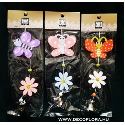 Függő dekoráció fémcsengővel Pillangó 25 cm 3s