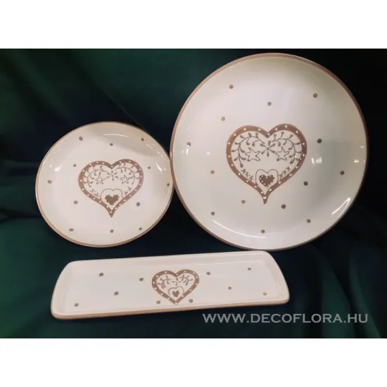 Kerámia dekor lapostányér Wadnaha (szív) 19 cm