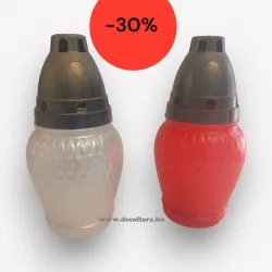 Kegyeleti mécses LA531M műa.+műa. fehér-piros óarany fedél 30g 16cm