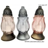 Kegyeleti mécses  üveg-arany-ezüst kupak Tulipán...26 cm 3 féle