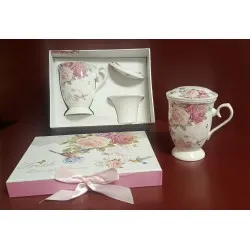 Kerámia teás bögre szűrővel Norsk Rose - Norvég rózsa