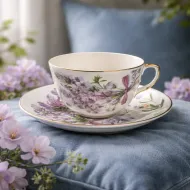 Porcelán kávéscsésze+alj  Beautiful Lavender díszdobozban