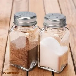 Só és bors - üveg fűszerszóró asztali szett fémkupakkal 