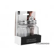 Só és bors - üveg fűszerszóró asztali szett fémkupakkal 