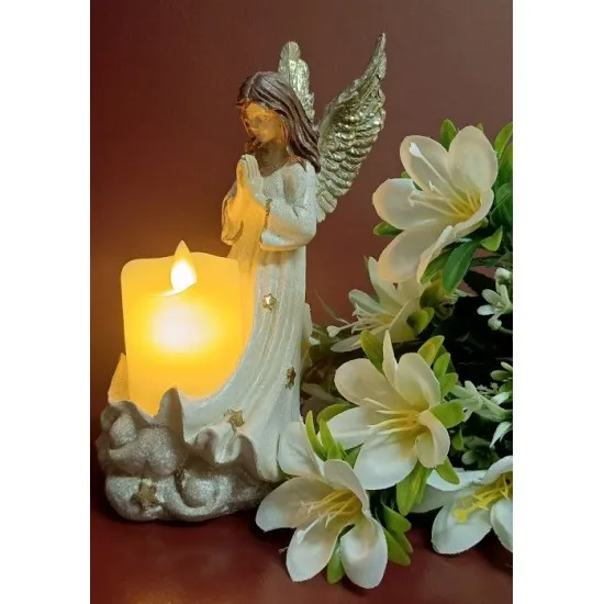 Imádkozó angyal - lobogó elektromos gyertyával 20*10