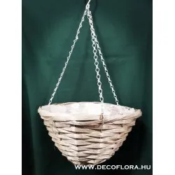 Függő natúr fonott bambuszkaspó fémláncon