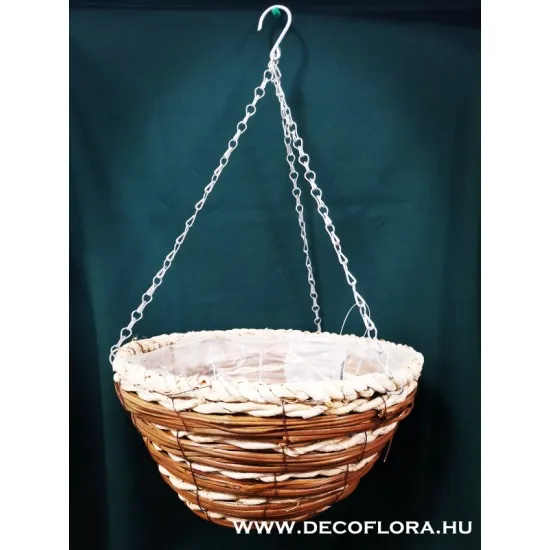 Függő fonott szélű fűzkaspó fémláncon