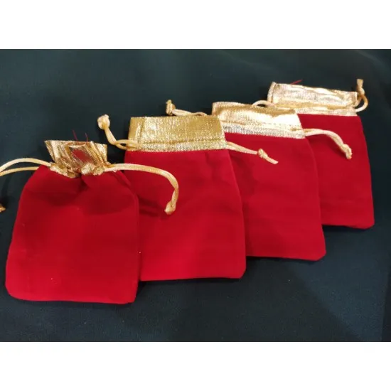 Filc szütyő Arany-piros 12*9 cm