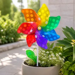 Szélforgó Lumina pöttyös fapálcás 6+1 leveles 75 cm
