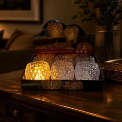 Led mécses - kristályhatású mécsestartó- meleg fény