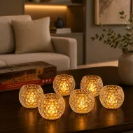 Led mécses - kristályhatású mécsestartó- meleg fény