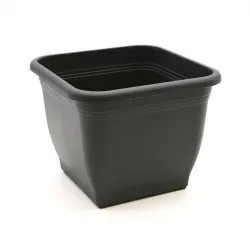 Műanyag szögletes virágcserép Italia antracit