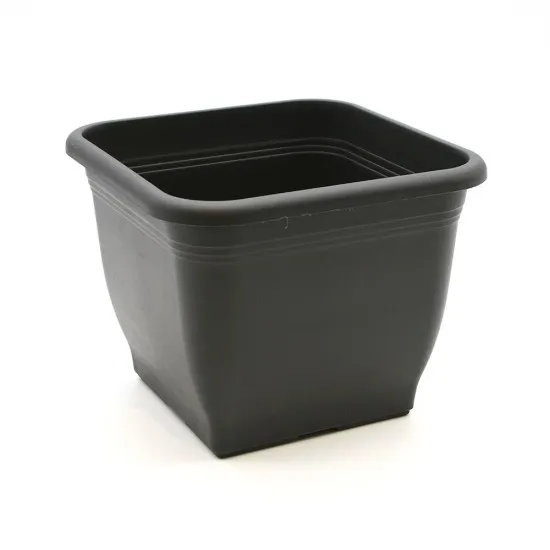 Műanyag szögletes virágcserép Italia antracit