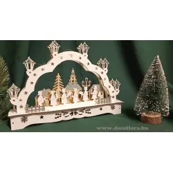 Téli életképek - fa - világítós dekoráció - 28*19*4,5 cm