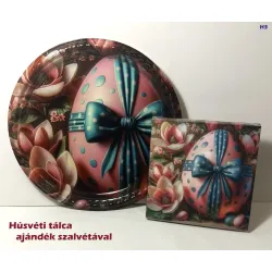 Húsvéti tálca ajándék szalvétával H3