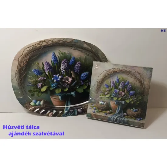 Húsvéti tálca ajándék szalvétával H5
