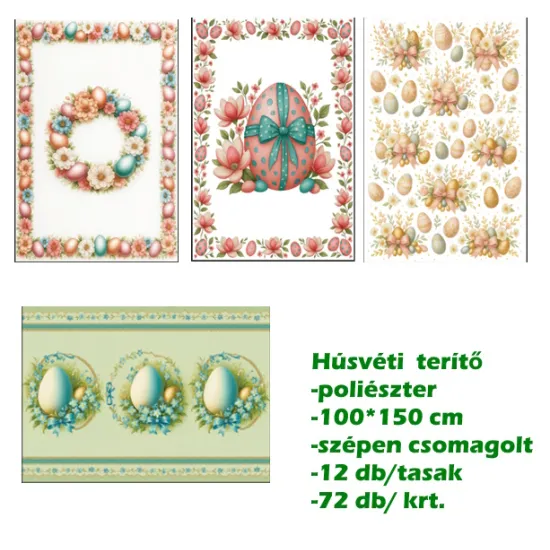 Húsvéti mintás poliészter teritő 100*150 cm