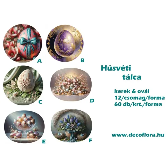 Húsvéti mintás tálca kerek-ovál