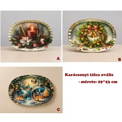 Karácsonyi tálca ovális  4 féle 23*29 cm