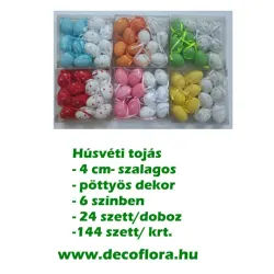 Húsvéti tojás szett, tojásformájú dobozban műfűvel 6 cm/5 db
