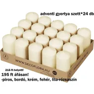 Adventi gyertya szett – 24 db-os tálca – 6*5 cm -többféle szín