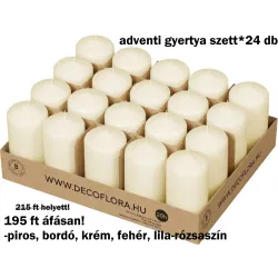 Adventi gyertya szett – 24 db-os tálca – 6*5 cm -többféle szín