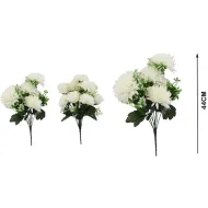 Krizantém csokor 44 cm fehér-ekrű rózsával és rezgőkkel gazdagon