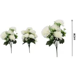 Krizantém csokor 44 cm fehér-ekrű rózsával és rezgőkkel gazdagon