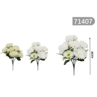 Krizantém csokor 43 cm fehér-ekrű gerberával és rezgőkkel gazdagon