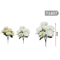 Krizantém csokor 43 cm fehér-ekrű gerberával és rezgőkkel gazdagon