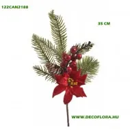 Bogyós ág betűzős, fenyővel, bogyóval, mikulásvirággal, tobozzal 25 cm