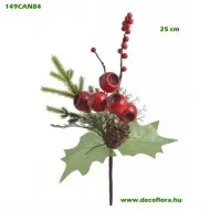 Bogyós selyemvirág ág betűzős, fenyővel, levéllel tobozzal 25 cm