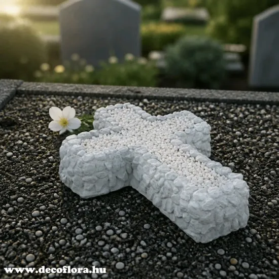 Kereszt kavicsokkal dekorált kicsi 23*29*6 cm.