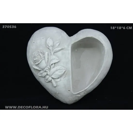 Kőszív félkaspó rózsadekorral 18*18*6 cm