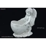 Kőangyal szívkaspóval  19*16*9 cm