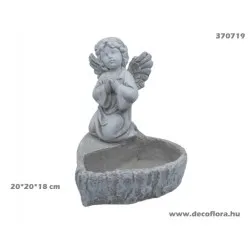 Kőangyal imádkozó, szívtállal  20*20*18 cm