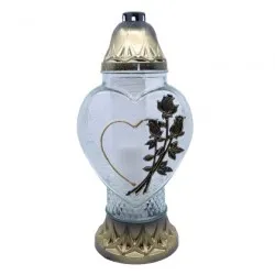 Kegyeleti mécses RÓZSACSOKOR SZÍVVEL Z-493