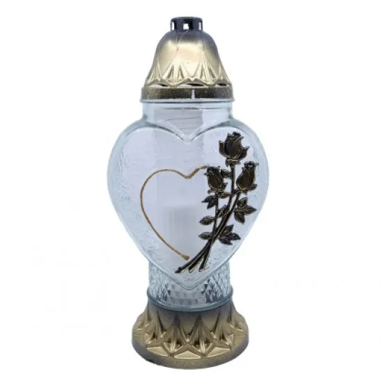 Kegyeleti mécses RÓZSACSOKOR SZÍVVEL Z-493