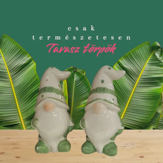 Porcelán törpe zöld-fehér 7*12  cm