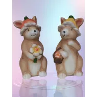 Nyuszi Kertész virággal és kosárral kétféle 11 cm